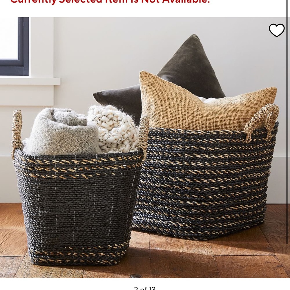 Pottery Barn Black and Tan Woven Basket Tote - Picture 4 of 4